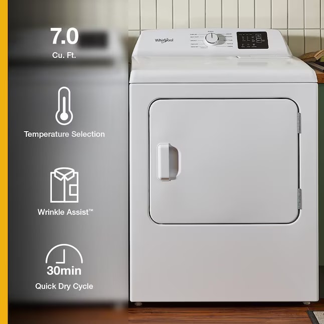 Whirlpool Electric Dryer 7 cu. ft Vented White WED4105SW - Assessment Photo 2