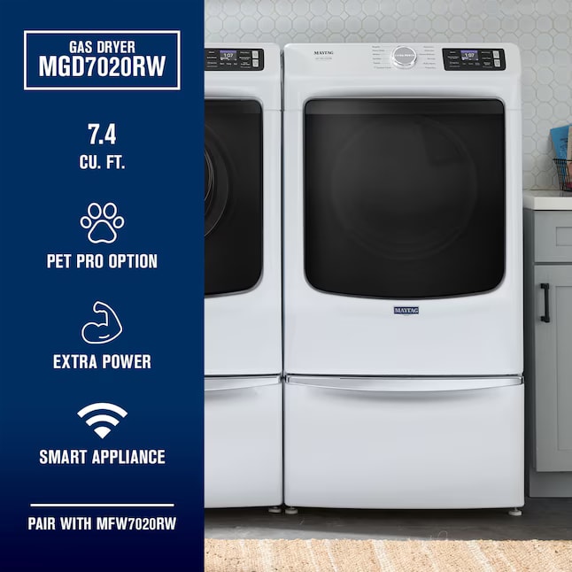Maytag Gas Dryer 7.4 Cu. Ft Smart Steam MGD7020RW - Assessment Photo 2
