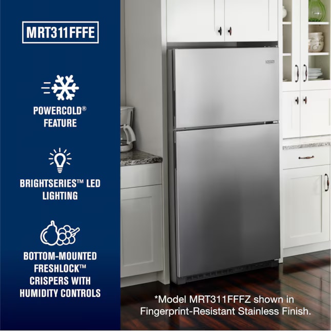 Maytag 33" Top Freezer Refrigerator 20.5 cu. ft Black MRT311FFFE - Assessment Photo 2
