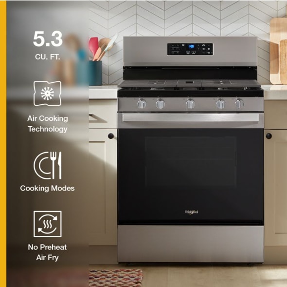 Whirlpool Freestanding Gas Range 5.8 cu. ft Convection Stainless WFGS4530SZ - Assessment Photo 2