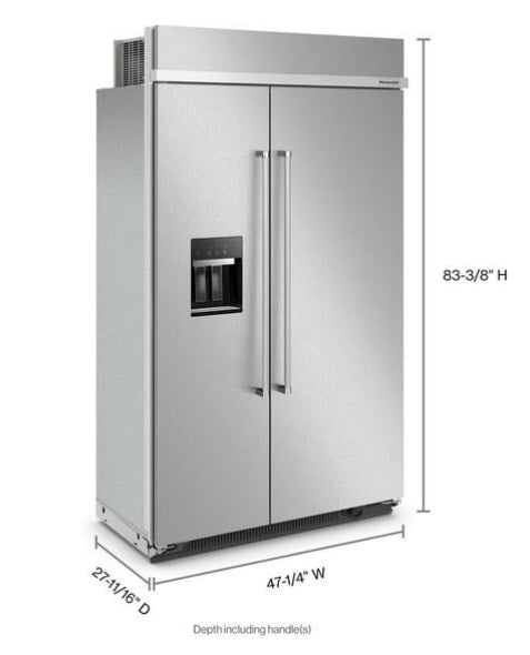 KitchenAid 47 in. W 29.4 cu. ft. Built-In Side by Side Refrigerator KBSD708MSS - Assessment Photo 2