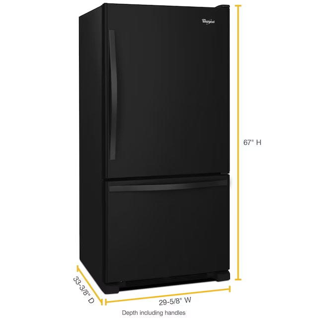 Whirlpool 30" Bottom Freezer Refrigerator 18.7 Cu. Ft. Black WRB329DMBB - Assessment Photo 2