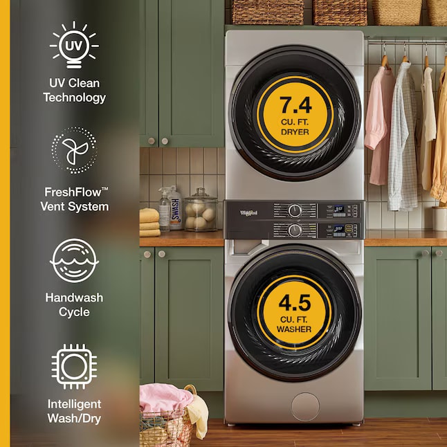 Whirlpool Electric 4.5 cu. ft Washer 7.4 Cu. Ft. Dryer Radiant Silver WEF5727TR - Assessment Photo 2