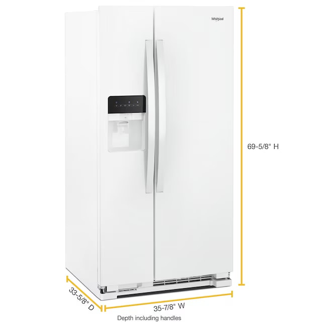 Whirlpool 36" Side-by-Side Refrigerator 24.2 cu. ft White WRS315SDHW - Assessment Photo 2