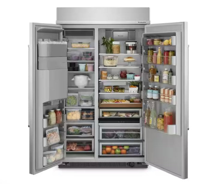 KitchenAid 47 in. W 29.4 cu. ft. Built-In Side by Side Refrigerator KBSD708MSS - Assessment Photo 3