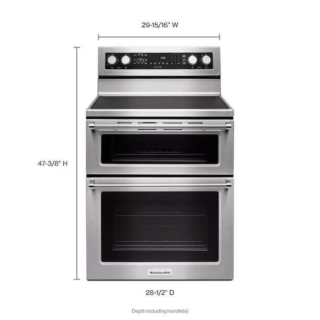 KitchenAid 30" Double Oven Electric Range 6.7 cu. ft Convection KFED500ESS - Assessment Photo 3
