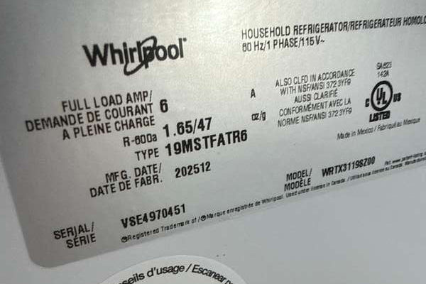 Whirlpool 30" Top Freezer Refrigerator 19 cu. ft Stainless Steel WRTX3119SZ - Assessment Photo 8