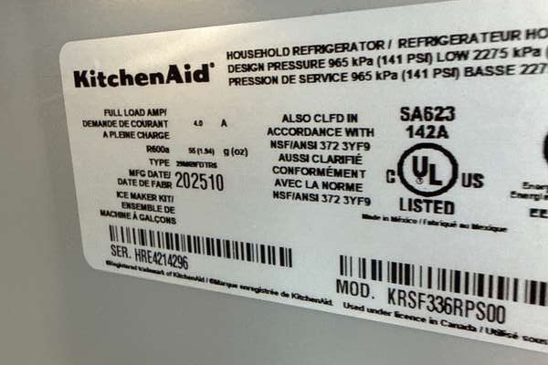KitchenAid Side-By-Side Refrigerator In-Door Ice maker 28.7 Cu. Ft KRSF336RPS - Assessment Photo 8