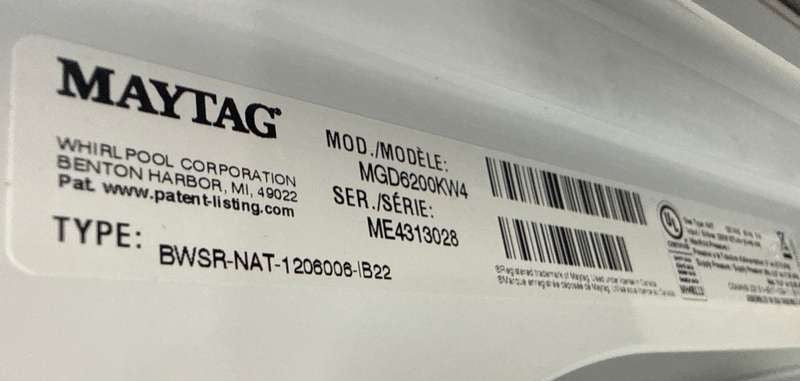 Maytag Gas Dryer 7.0 cu. ft Steam MGD6200KW - Assessment Photo 9