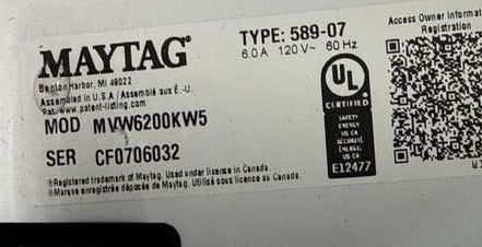 Maytag Top Load Washer 4.7 cu. ft Smart MVW6200KW - Assessment Photo 9