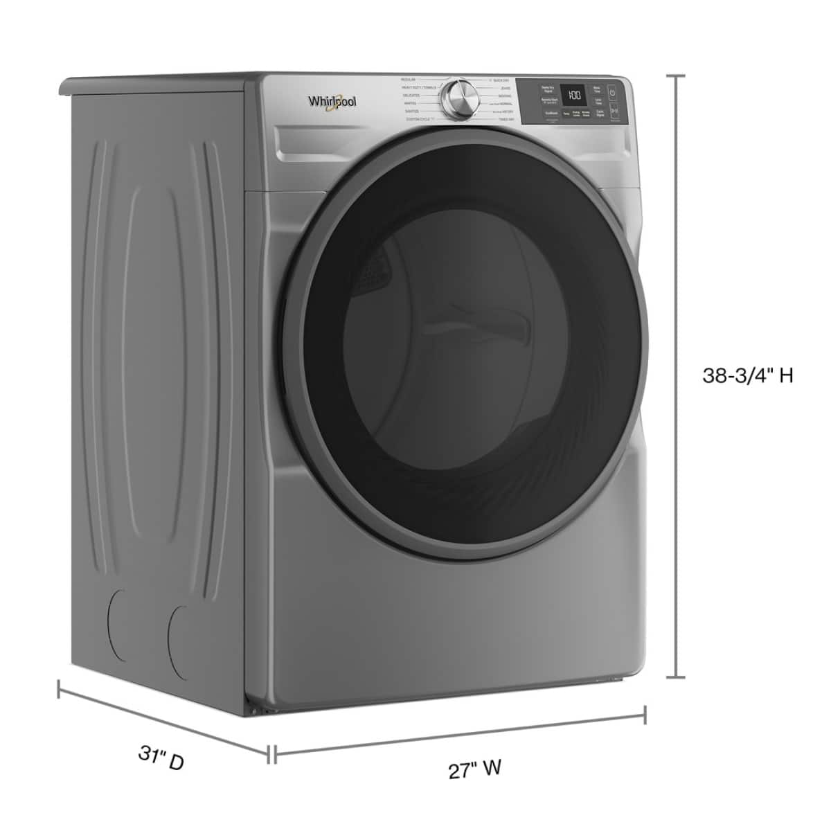 Whirlpool Electric Front Load Dryer 7.4 Cu. Ft Smart Radiant Silver WED5720RR - Image 3