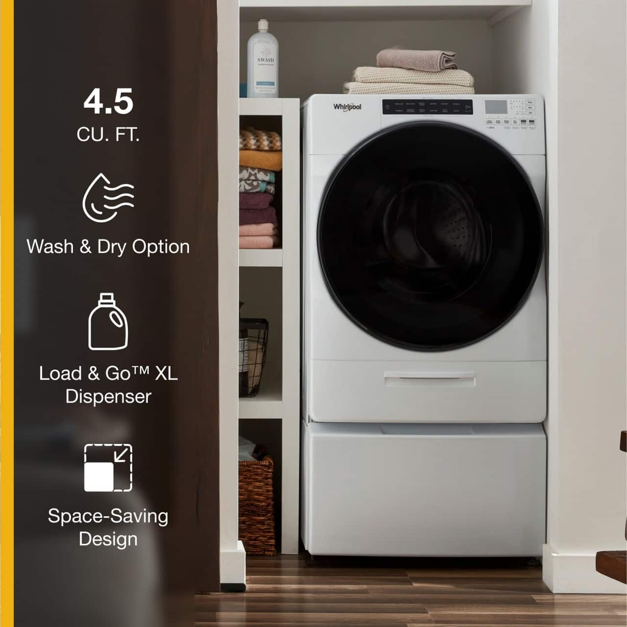 Whirlpool All In One Washer Dryer 4.5 Cu. Ft Steam WFC682CLW - Image 2
