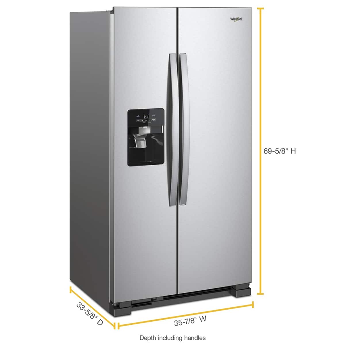 Whirlpool 36" Side-by-Side Refrigerator 25 cu. Ft Stainless Steel WRS555SIHZ - Image 3