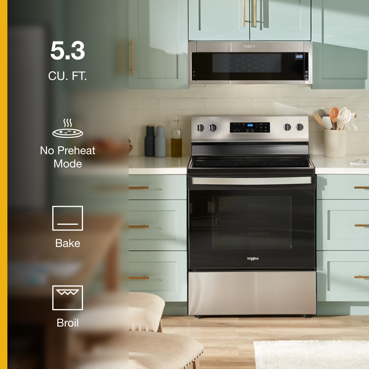 Whirlpool 30" Electric Range w/ No Preheat Mode Stainless Steel WFES3030RS - Image 2