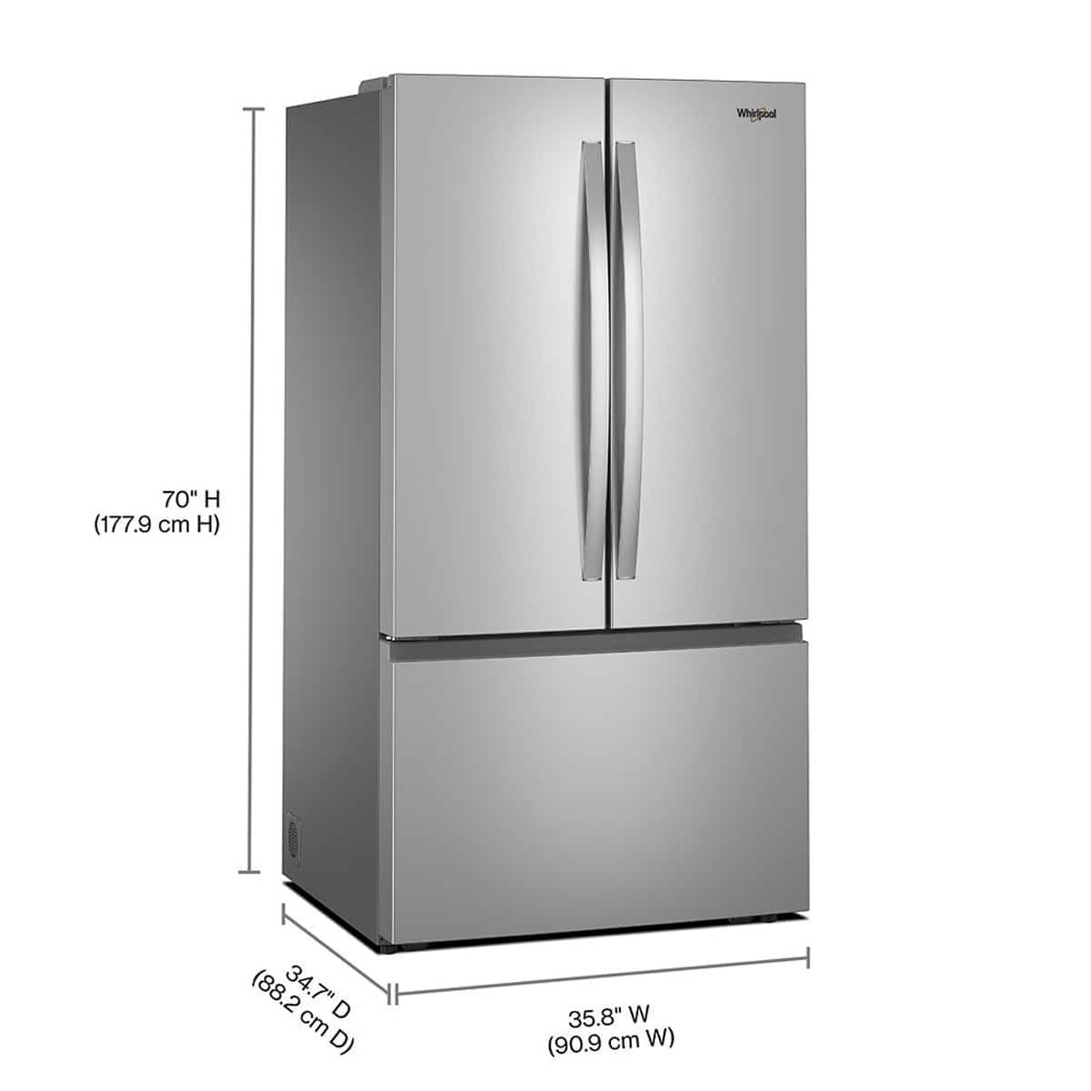 Whirlpool 36" French Door Refrigerator 31 cu. ft Stainless Steel WRFF3336SZ - Image 3