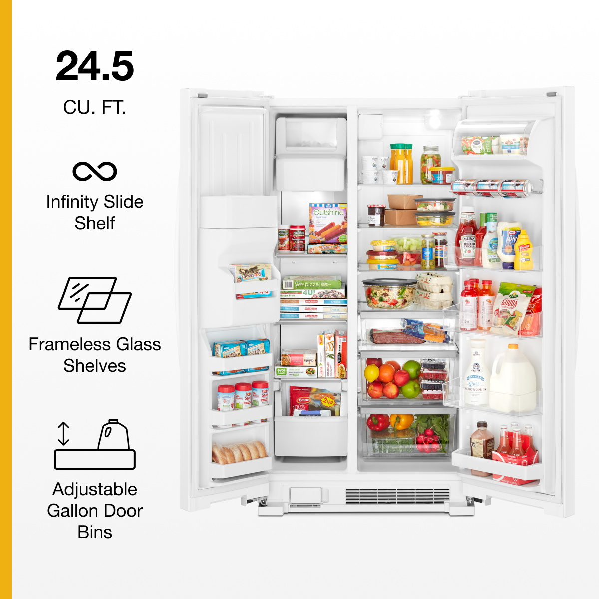 Whirlpool 36" Side-by-Side Refrigerator 25 cu. ft WRS325SDHW - Image 2