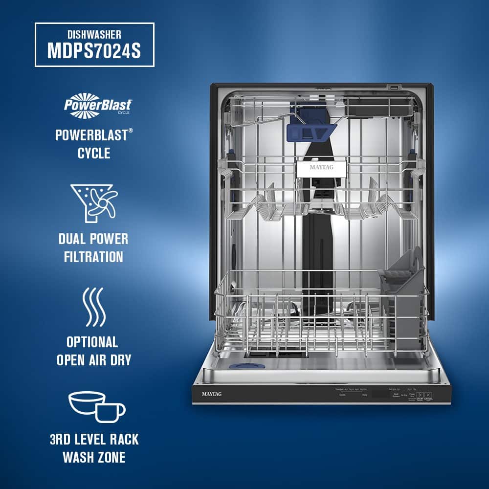 Maytag 24" Built-In Top Control 47 dBA Dishwasher Stainless Steel MDPS7024SZ - Image 2
