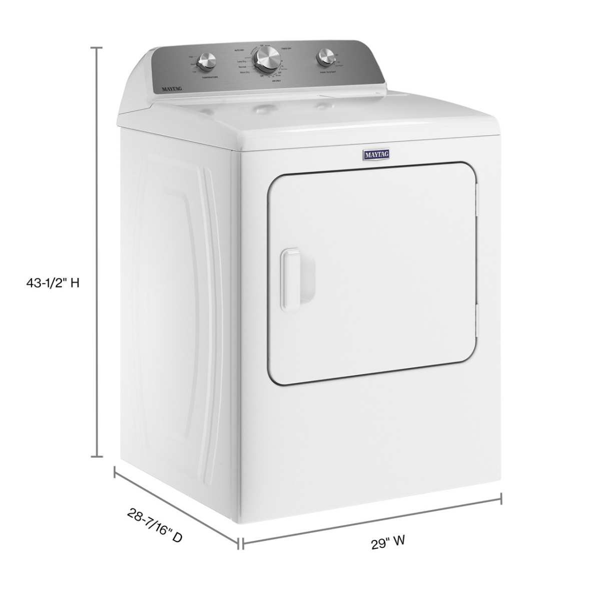 Maytag Electric Dryer Wrinkle Prevent 7.0 Cu. Ft White MED4500MW - Image 3
