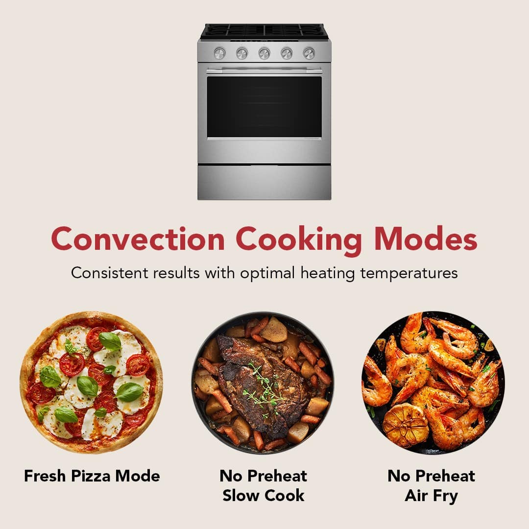 KitchenAid 30" Slide-In Gas Range 5.0 cu. ft Convection Stainless KSGS330SPS - Image 2