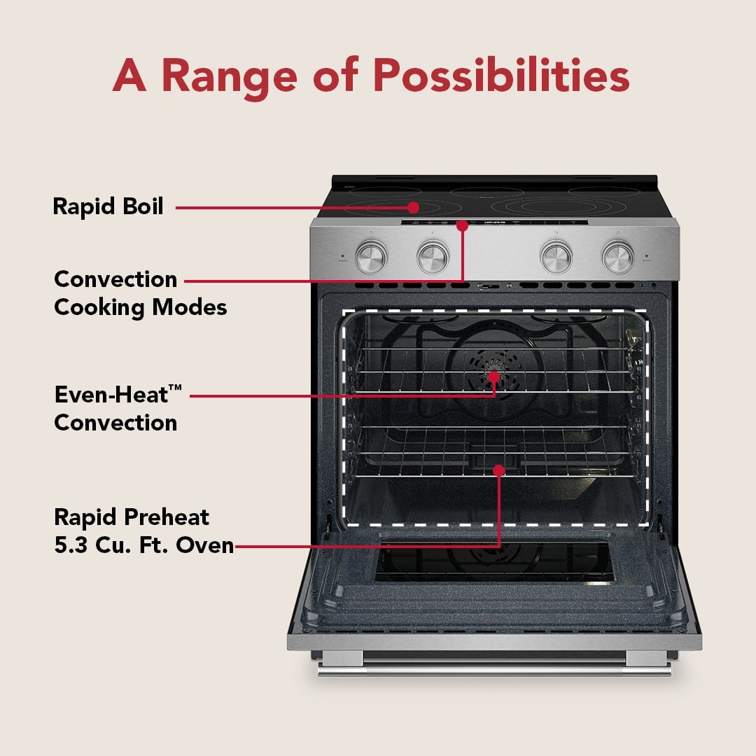 KitchenAid 30" Slide-In Electric Convection Range 5.3 cu. ft Smart KSES330SPS - Image 2