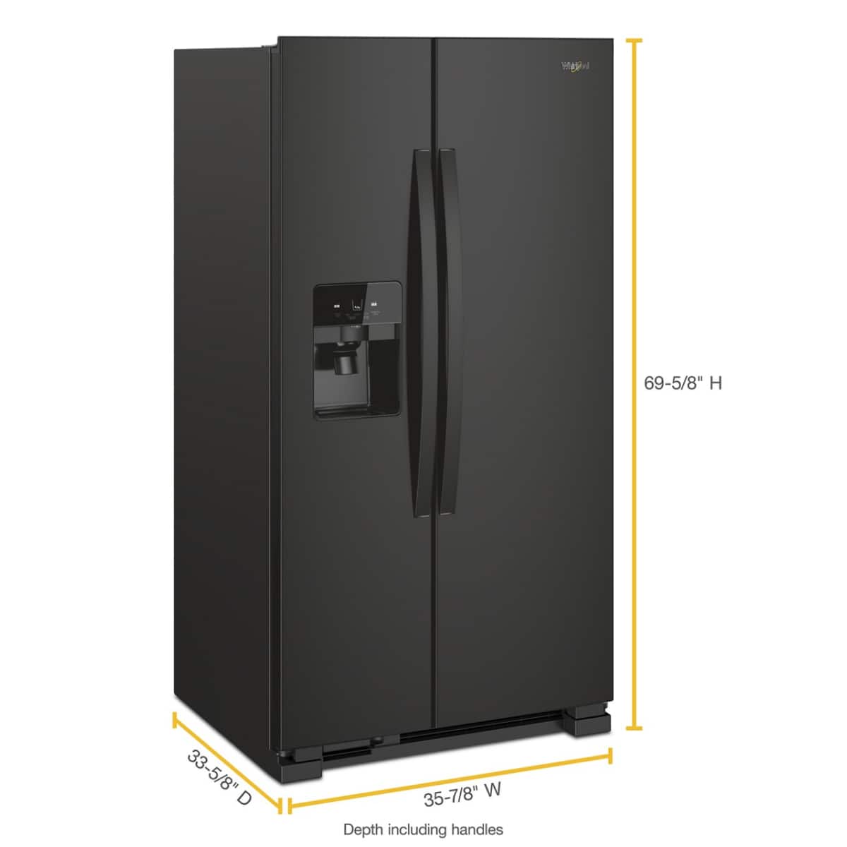 Whirlpool 36" Side-by-Side Refrigerator 25 cu. ft Black WRS325SDHB - Image 3