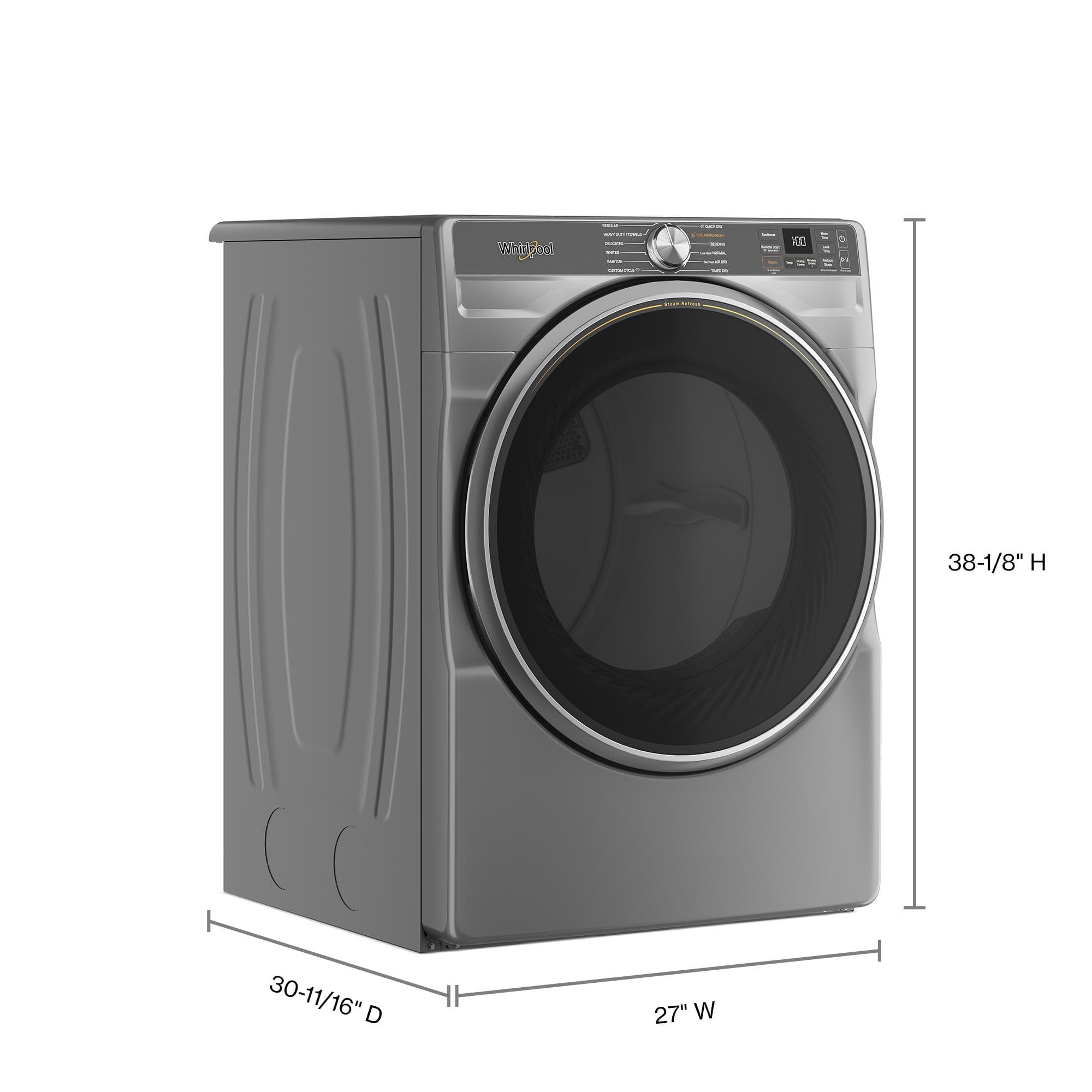 Whirlpool Electric Stackable Dryer 7.4 Cu. Ft Smart Steam Silver WED6720RR - Image 3