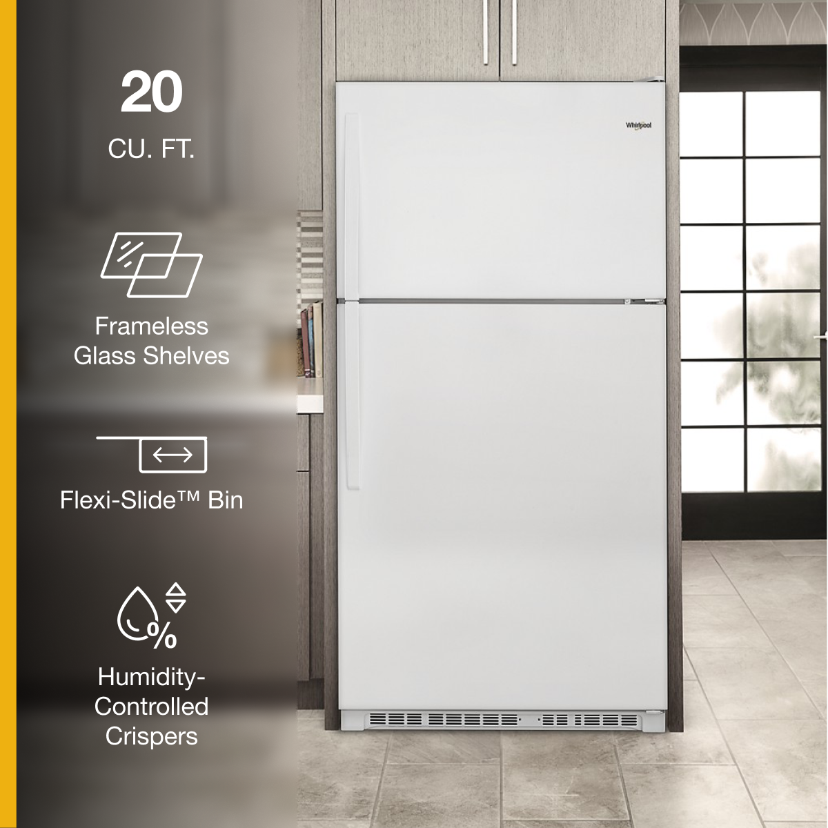 Whirlpool 33" Top Freezer Refrigerator White 21 cu. ft WRT311FZDW - Image 2