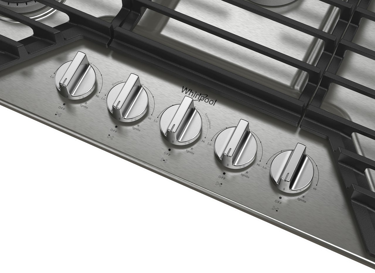 Whirlpool 36" Built-In Gas Cooktop 5 Burners EZ-2-Lift Hinged Grates WCGK5036PS - Image 10