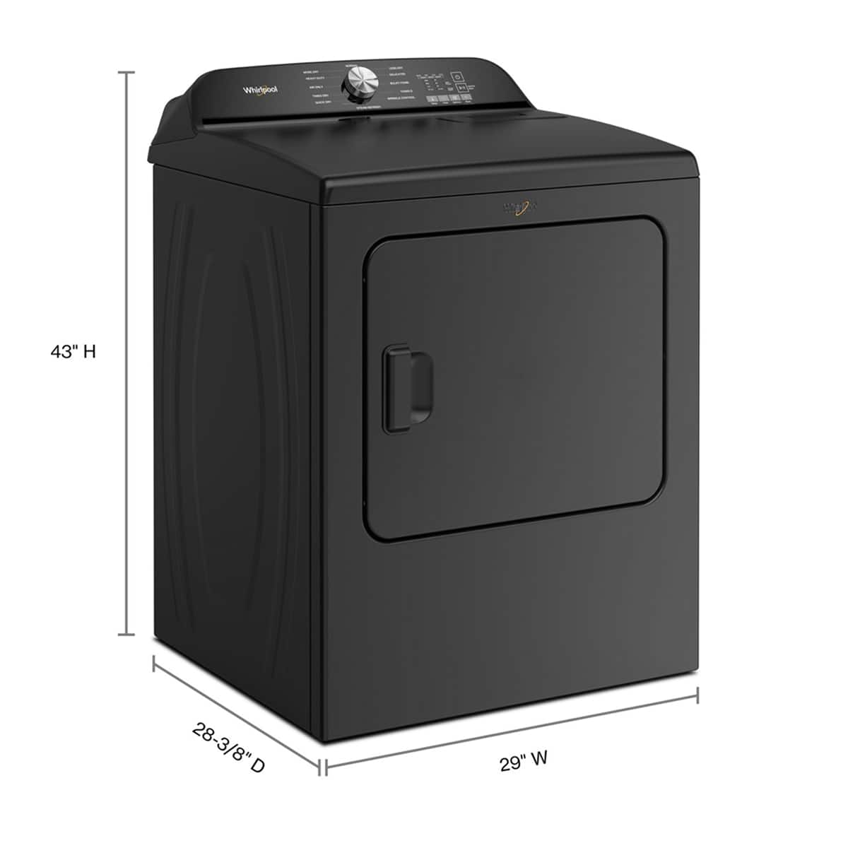 Whirlpool Top Load Gas Dryer 7.0 Cu. Ft Steam Volcano Black WGD6150PB - Image 3
