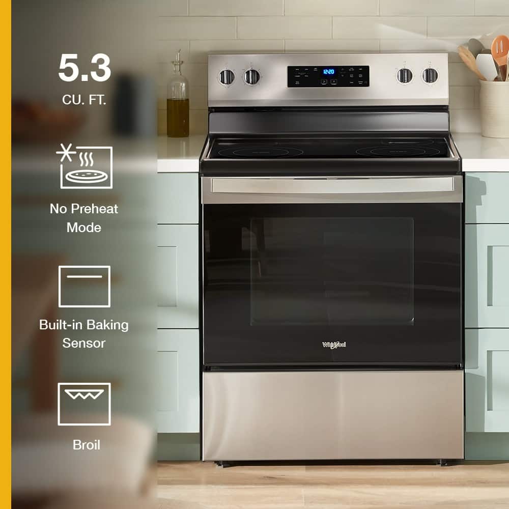 Whirlpool 30" Electric Range w/ No Preheat Mode Self Clean 5.3 cu. ft WFES3530RS - Image 2