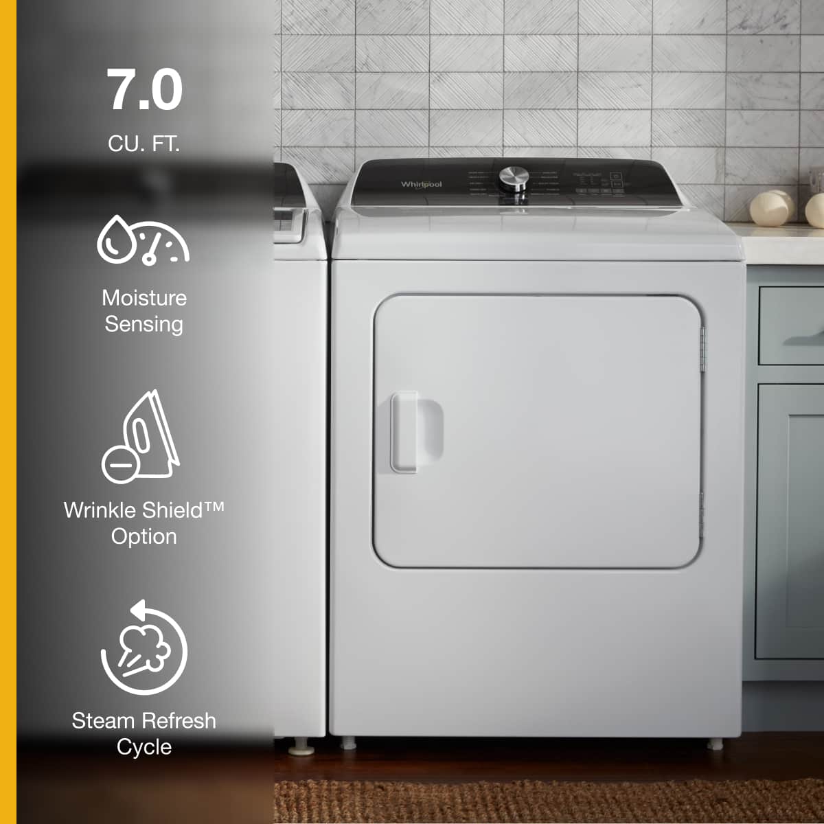 Whirlpool Gas Dryer 7.0 Cu. Ft Steam WGD5050LW - Image 2
